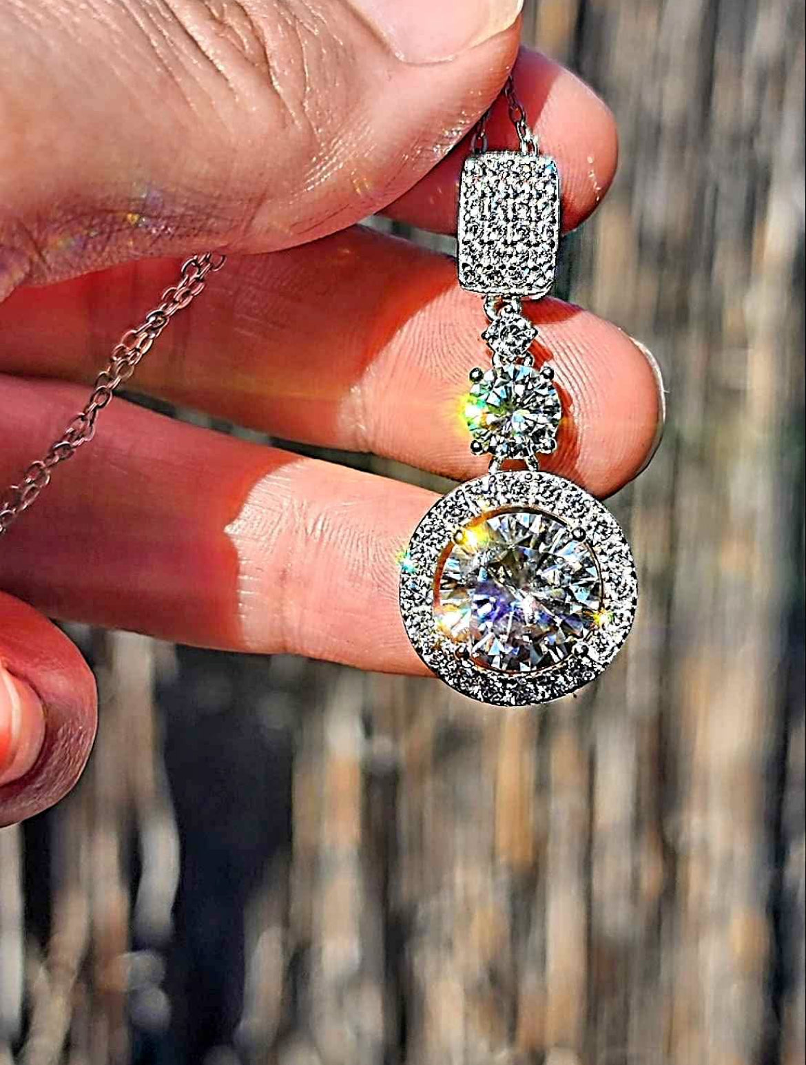 6 Carat Moissanite 18kt White Gold Plated Sterling Silver Necklace