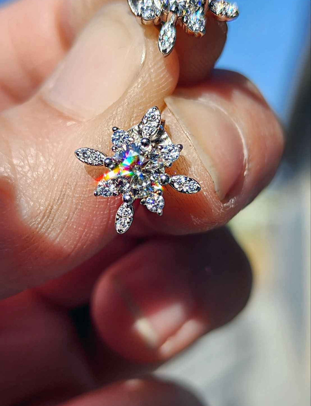 0.5 Carat Moissanite 18kt White Gold Plated Sterling Silver Earrings