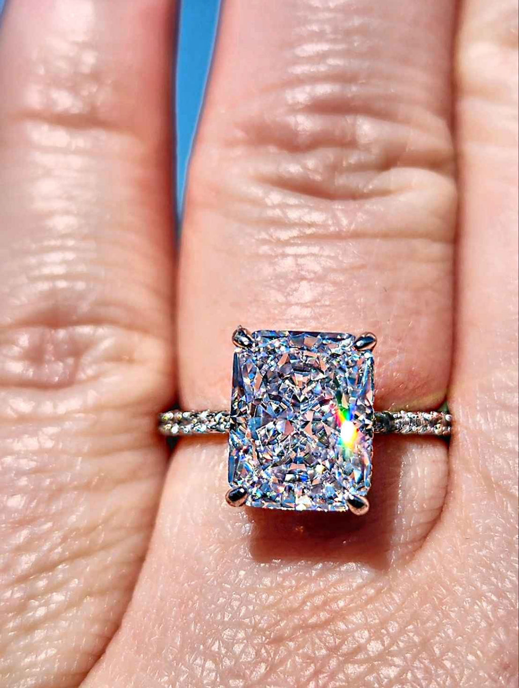 4 Carat Clear Crystal Sterling Silver Ring