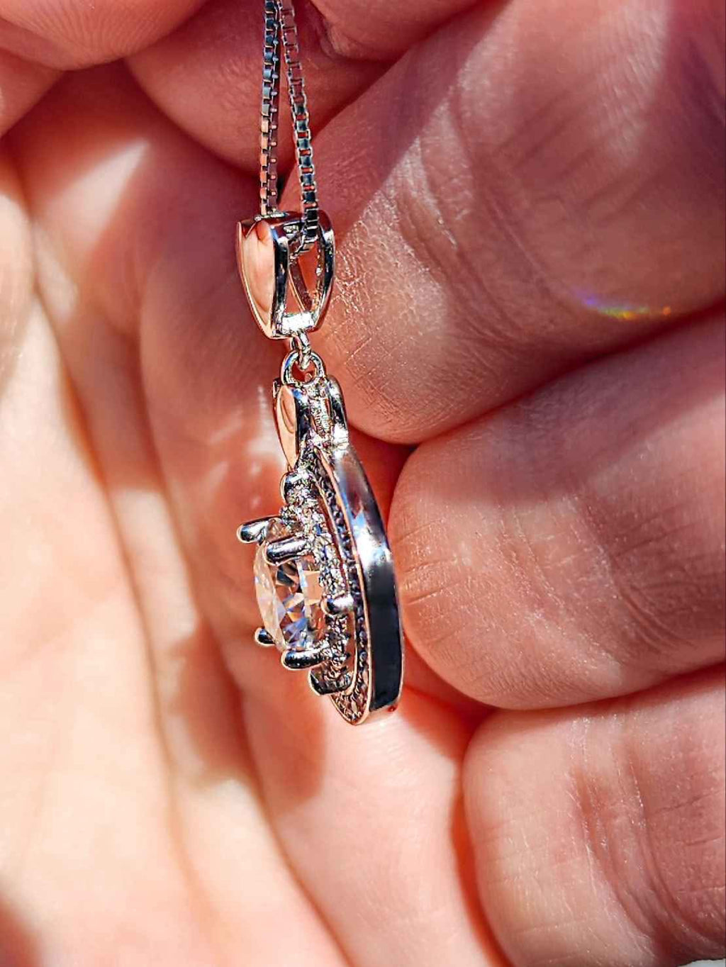 2 Carat Moissanite 18kt White Gold Plated Sterling Silver Pendant Necklace