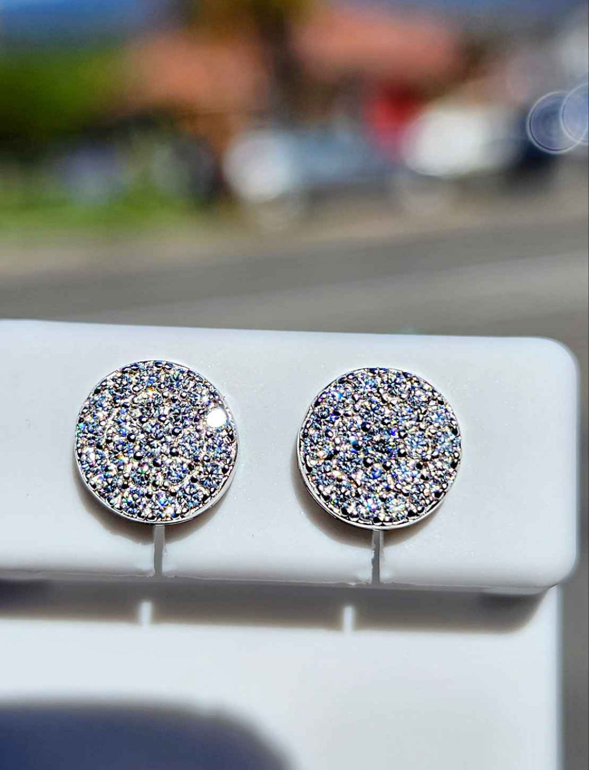 8mm Men's 1.2  Carat Moissanite 18kt White Gold Plated Sterling Silver Stud Earrings