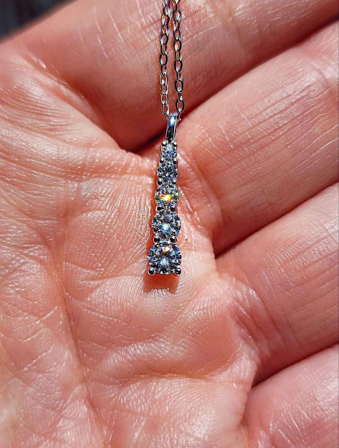 2 Carat Moissanite Platinum Plated Sterling Silver Pendant Necklace
