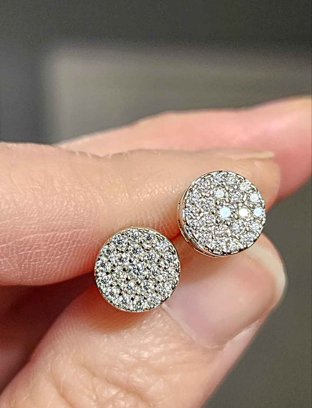 8mm Men's 1.2  Carat Moissanite 18kt White Gold Plated Sterling Silver Stud Earrings