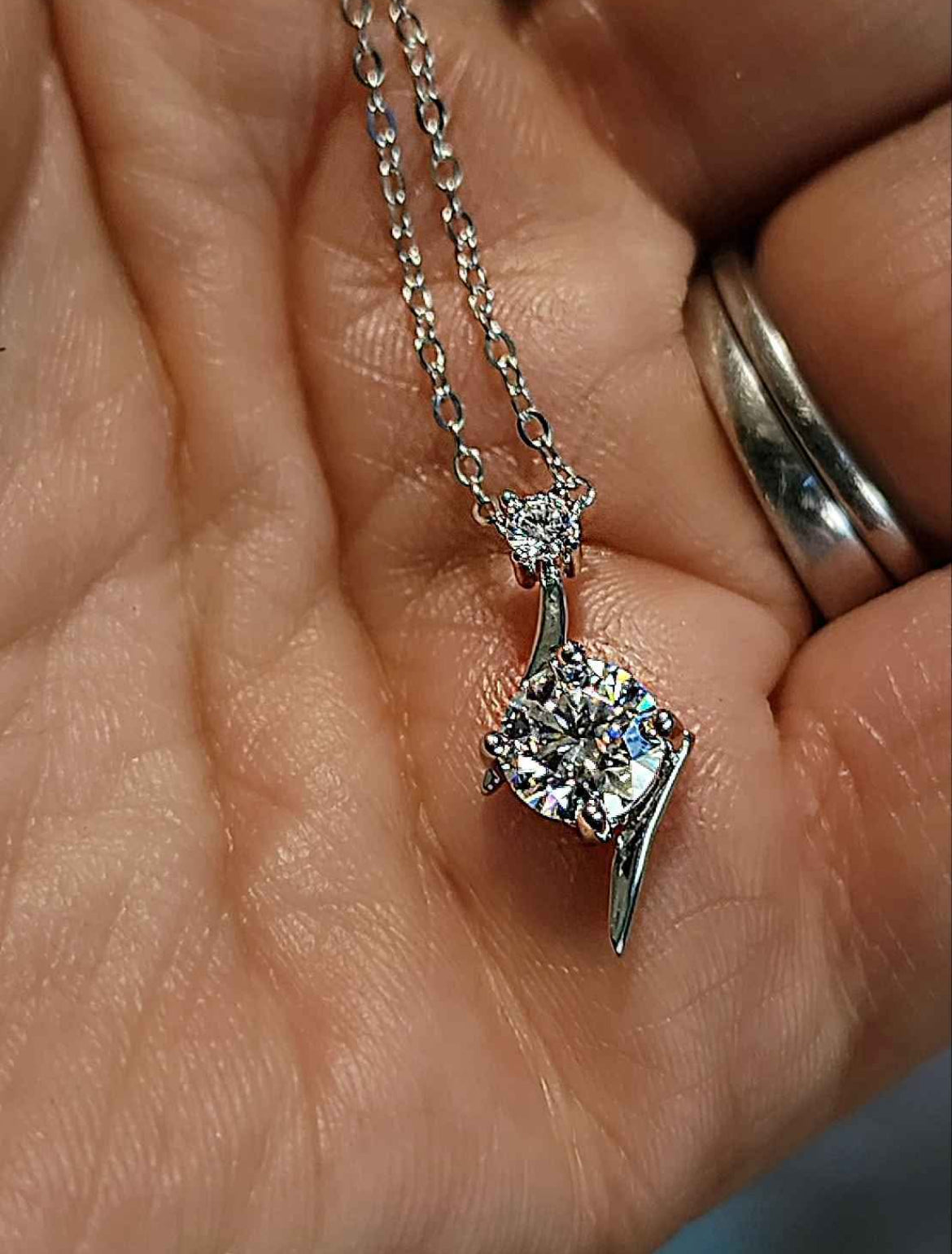 1 Carat Moissanite 18kt Gold Plated Sterling Silver Necklace