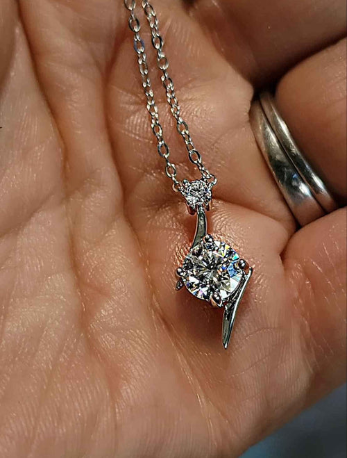 1 Carat Moissanite 18kt Gold Plated Sterling Silver Necklace