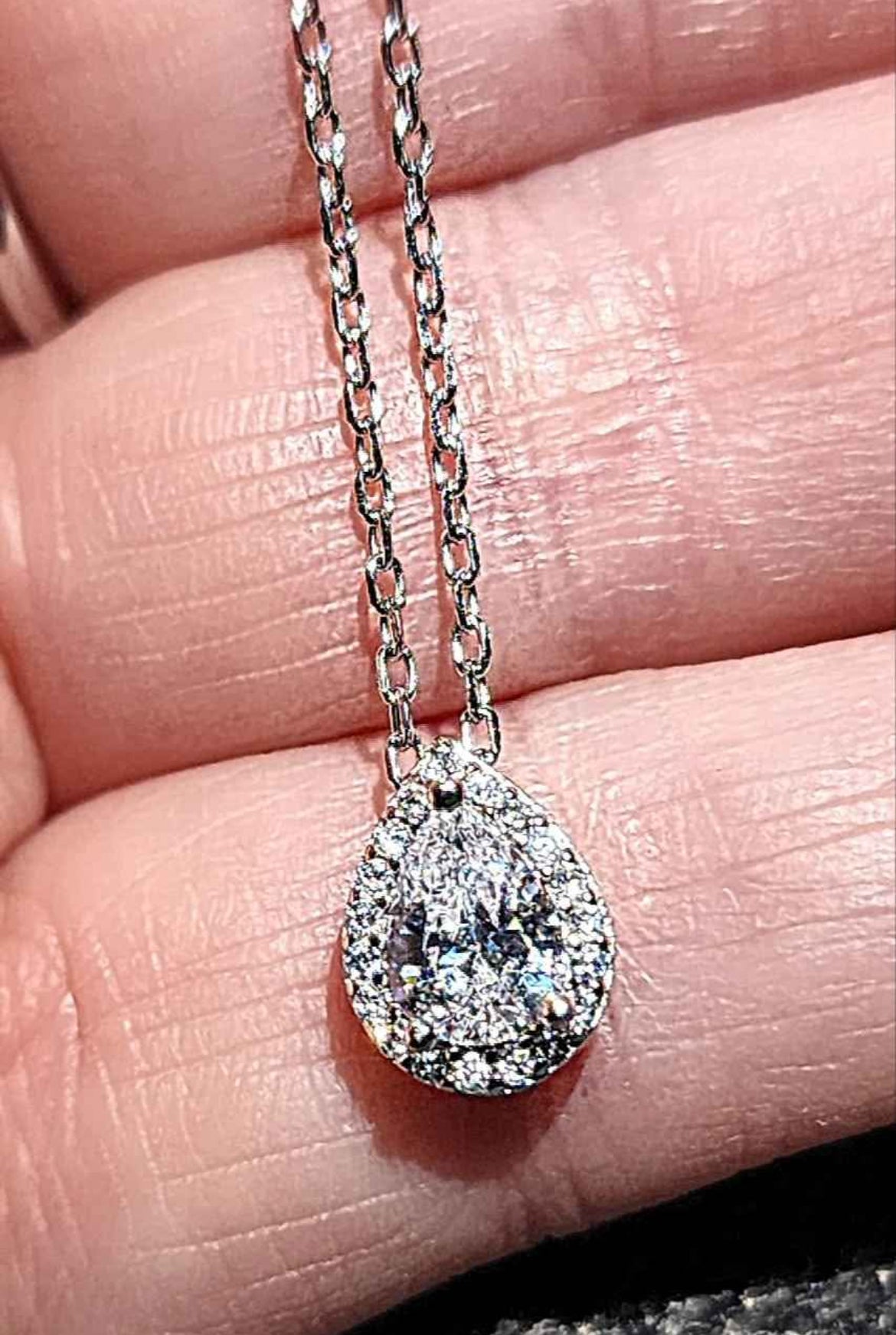 Clear Crystal with Cubic Zirconia 18kt Gold Plated Sterling Silver Necklace
