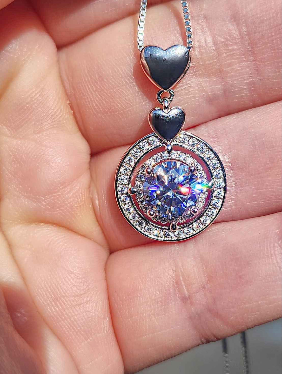 2 Carat Moissanite 18kt White Gold Plated Sterling Silver Pendant Necklace