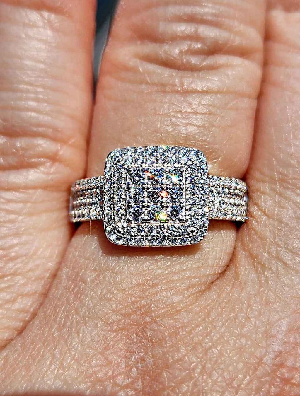 18kt White Gold Plated Sterling Silver Cubic Zirconia Ring