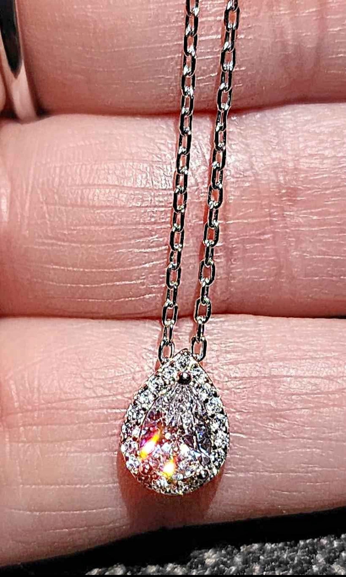 Clear Crystal with Cubic Zirconia 18kt Gold Plated Sterling Silver Necklace