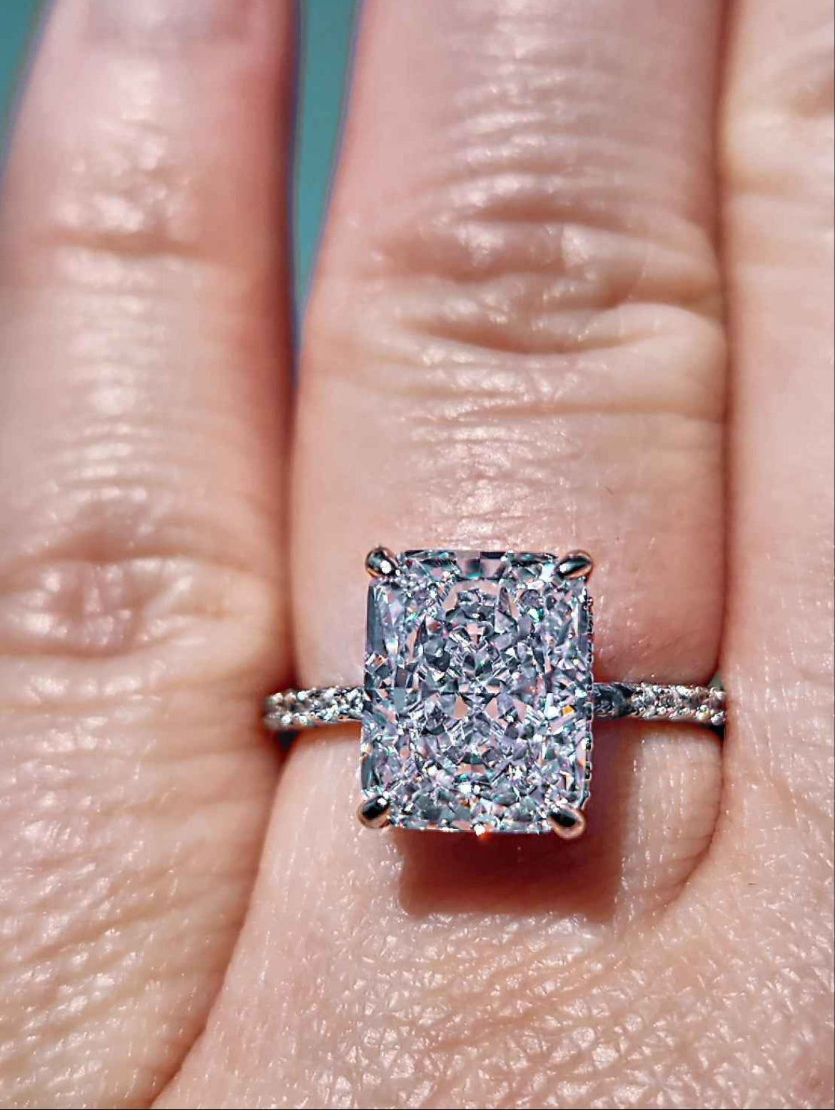 4 Carat Clear Crystal Sterling Silver Ring