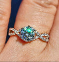 1 Carat Moissanite 18kt White Gold Plated Sterling Silver Twist Ring