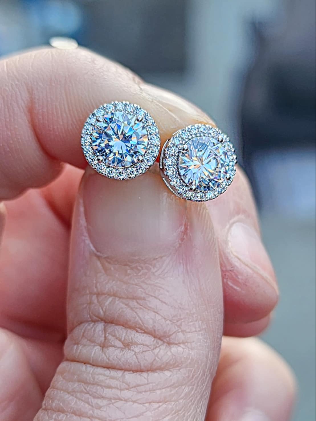 Platinum Plated Sterling Silver Cubic Zirconia Earrings.