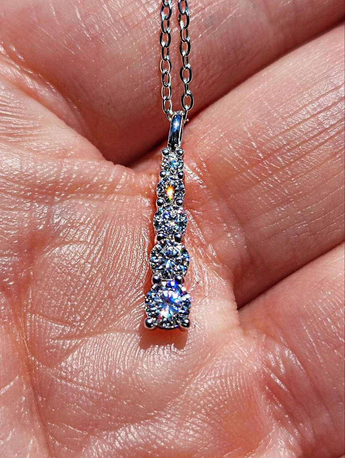 2 Carat Moissanite Platinum Plated Sterling Silver Pendant Necklace