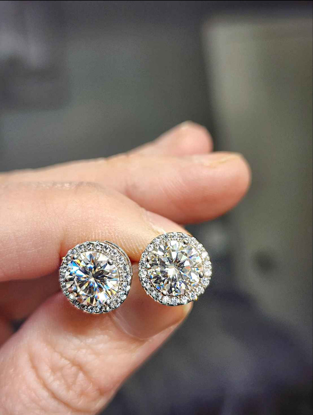 4 Carat Moissanite 18kt White Gold Sterling Silver Stud Earrings