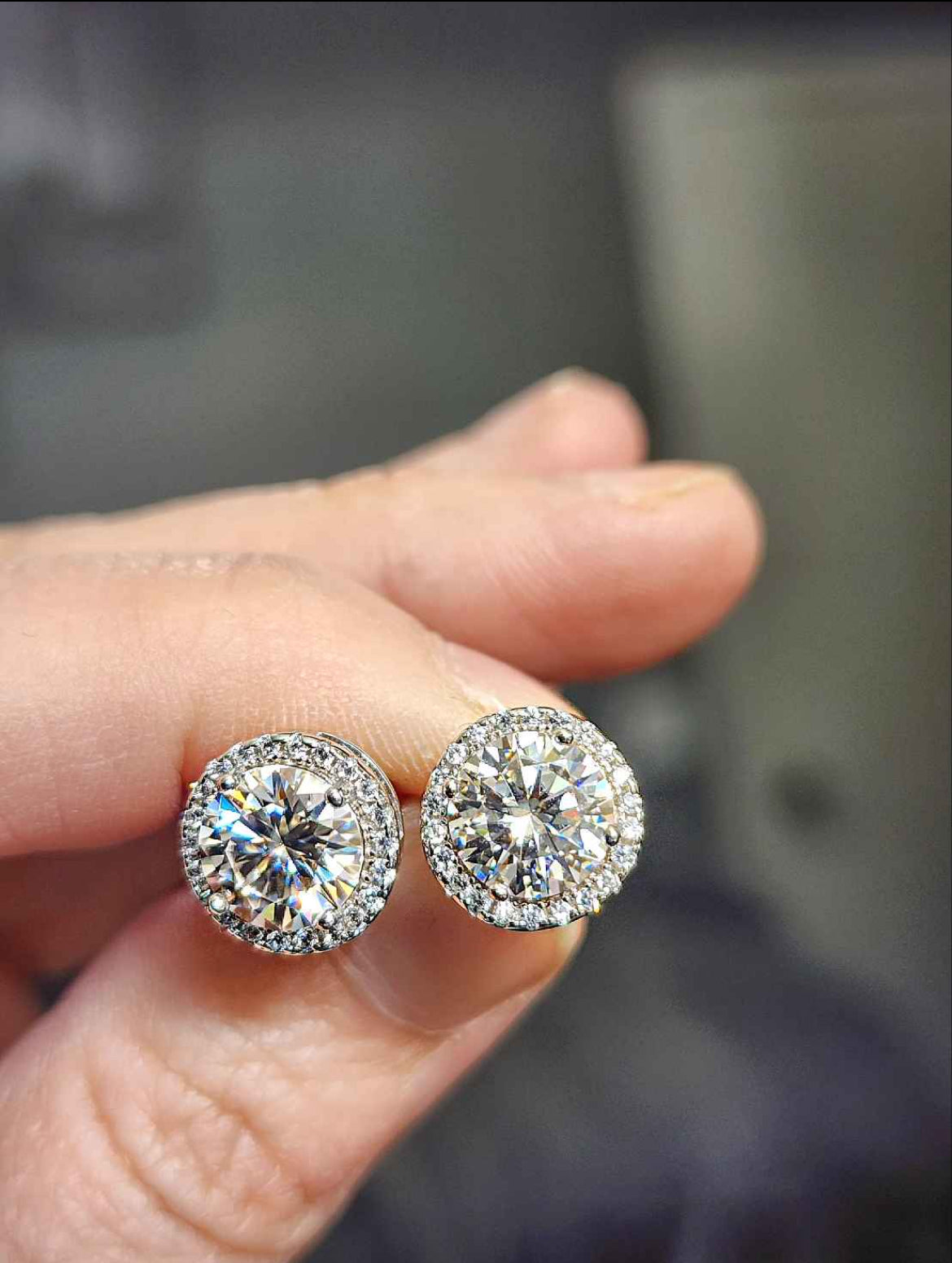 4 Carat Moissanite 18kt White Gold Sterling Silver Stud Earrings