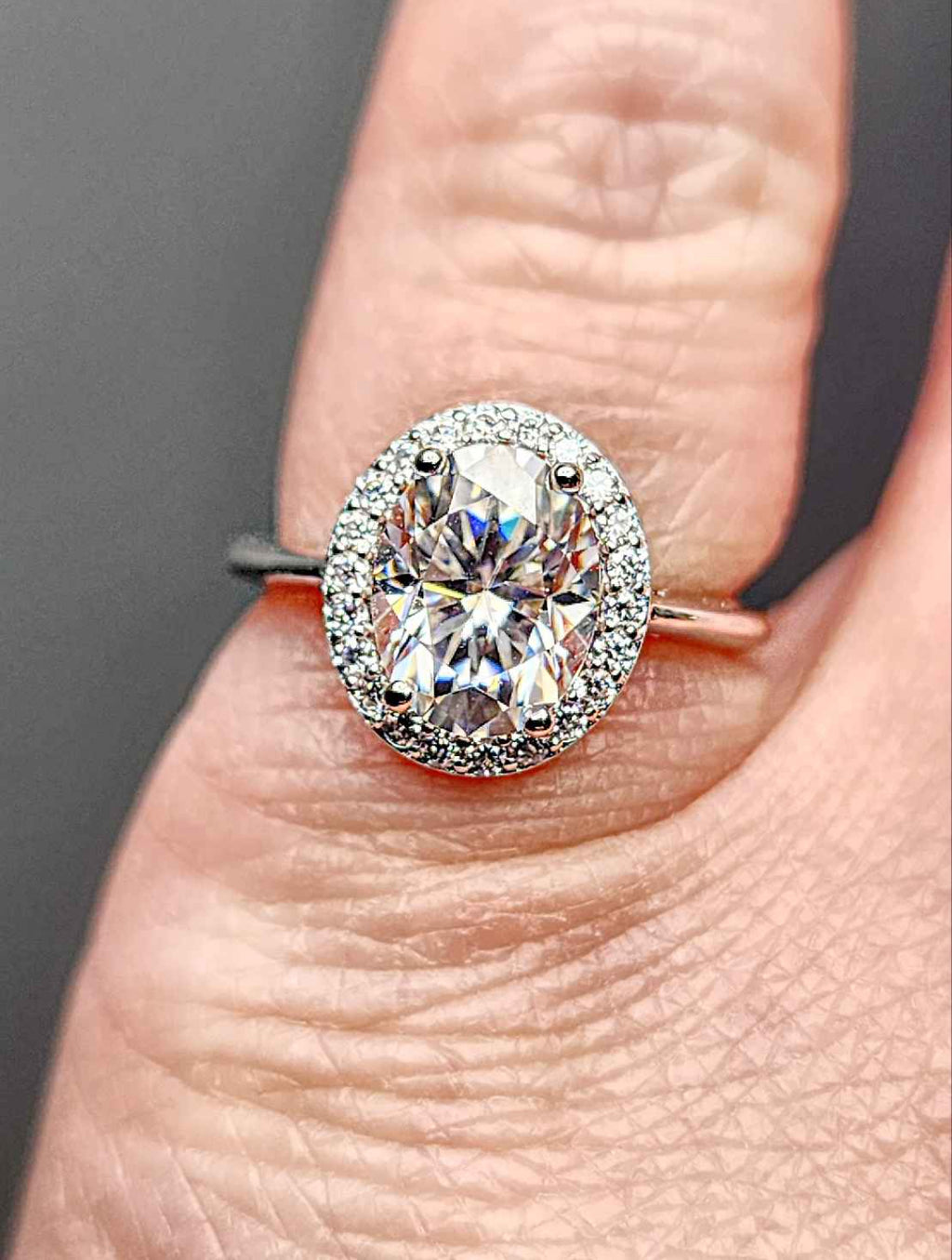 2.22 Carat Oval Cut with Halo Moissanite White Gold Plated Sterling Silver Ring