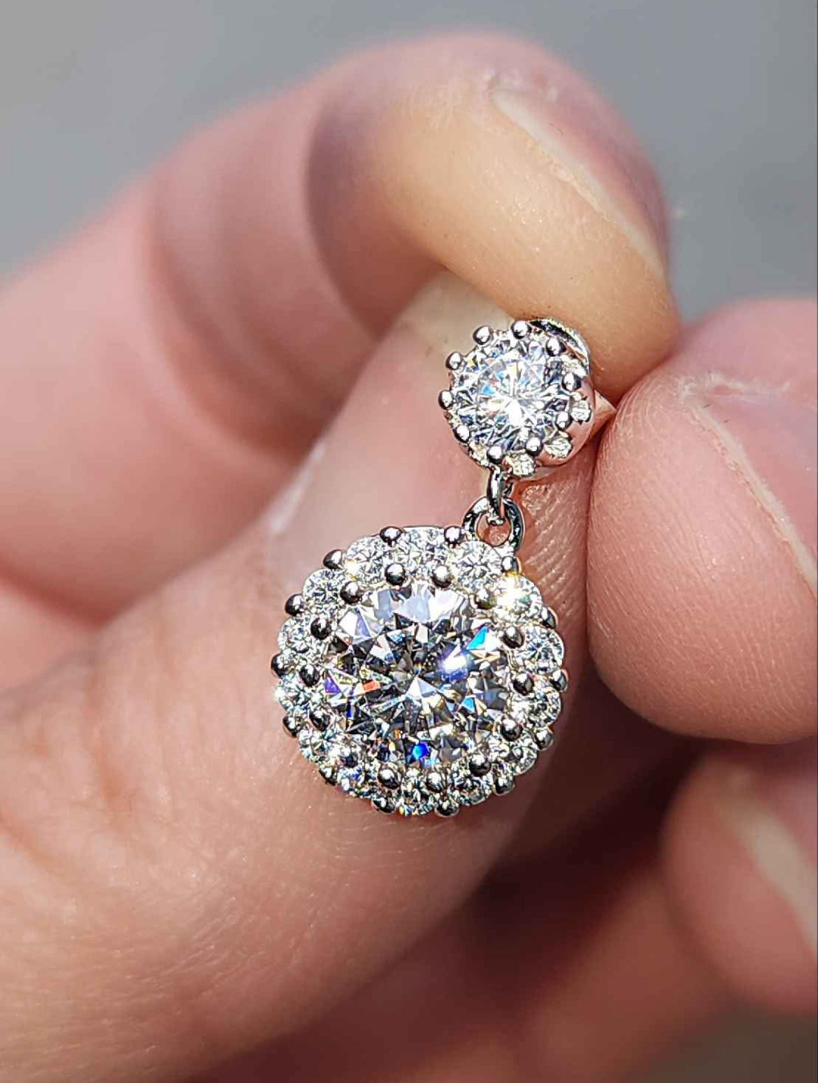 2 Carat Moissanite 18kt White Gold Plated Sterling Silver Earrings