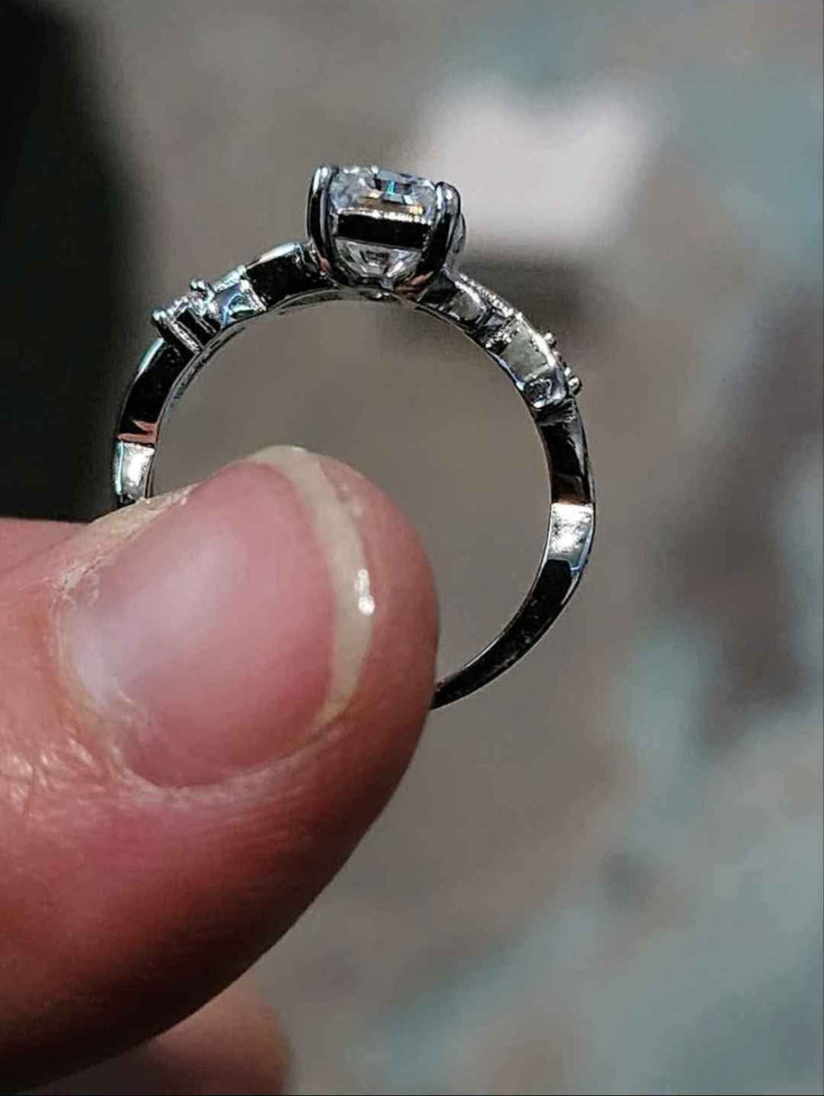1 Carat Moissanite 18kt White Gold Plated Sterling Silver Very Unique Winding Branch Style Ring
