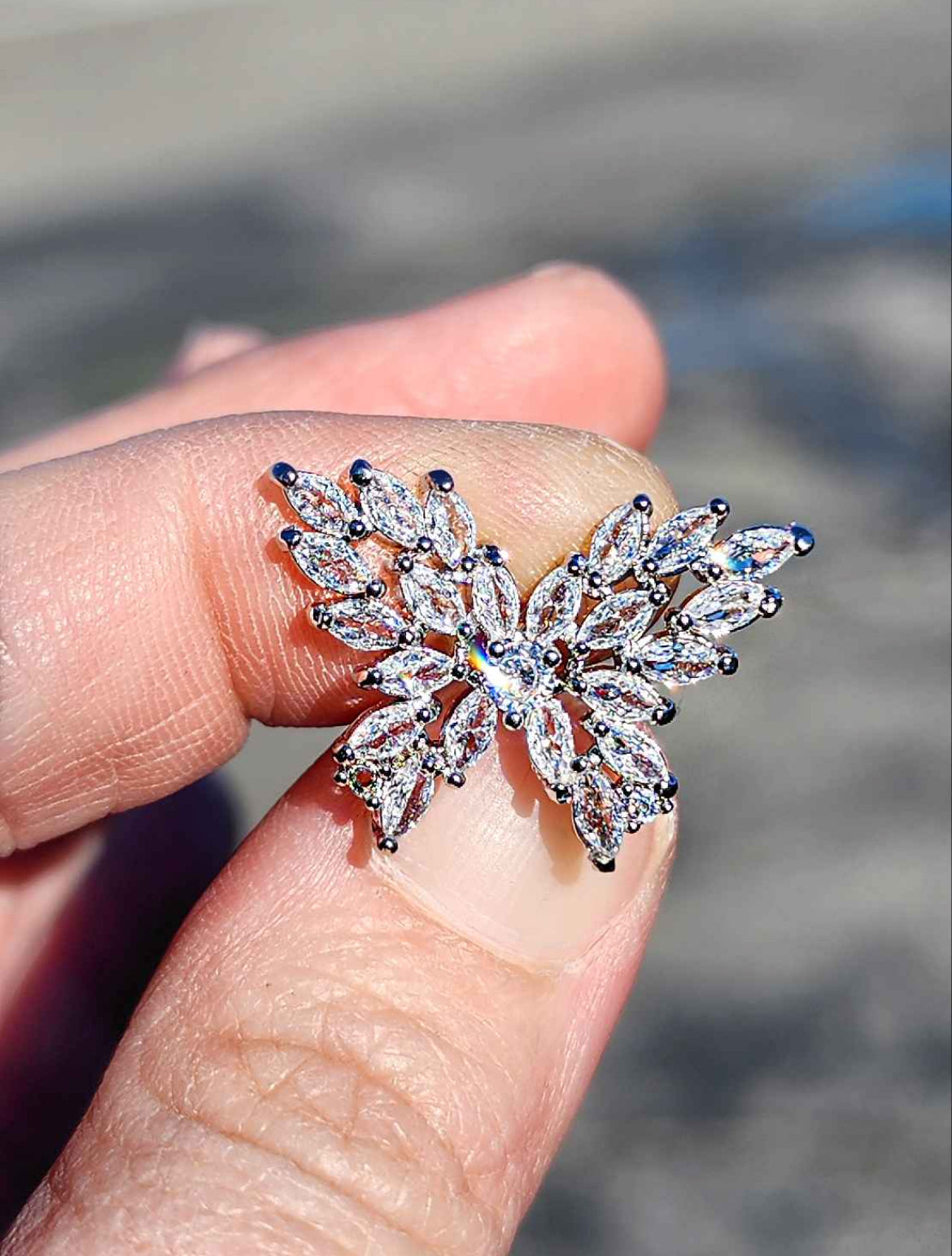 Butterfly Marquise Cut Cubic Zirconia Sterling Silver Stud Earrings