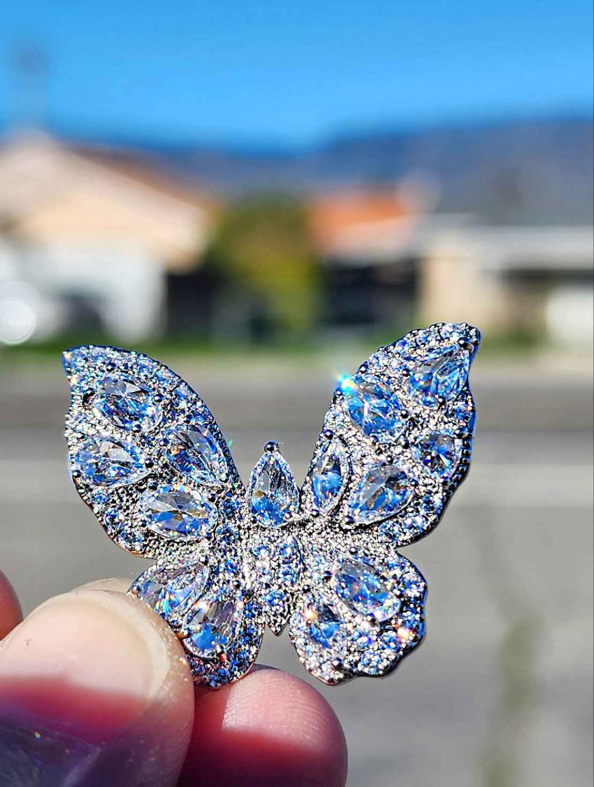 Butterfly Cubic Zirconia Sterling Silver Stud Earrings