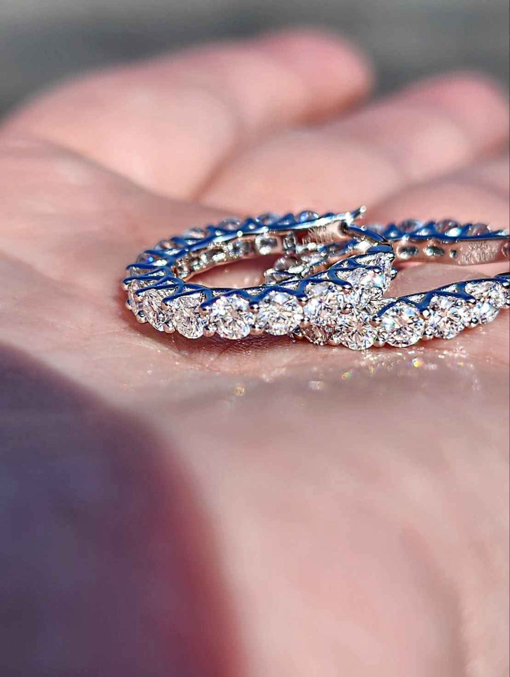 3 Carat Moissanite 18kt White Gold Plated Sterling Silver Hoop Earrings