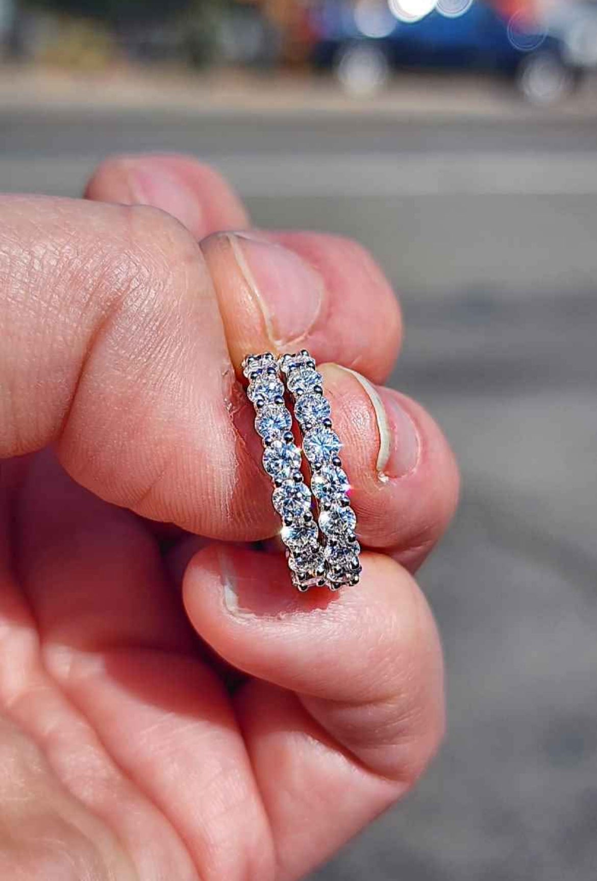 3 Carat Moissanite 18kt White Gold Plated Sterling Silver Hoop Earrings