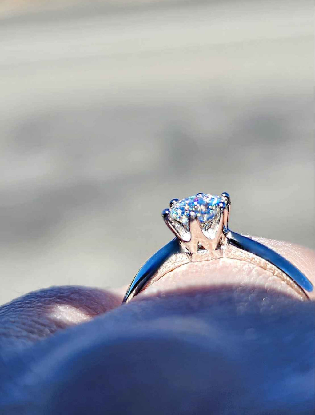 0.5 Carat Moissanite 18kt White Gold Plated Sterling Silver Ring