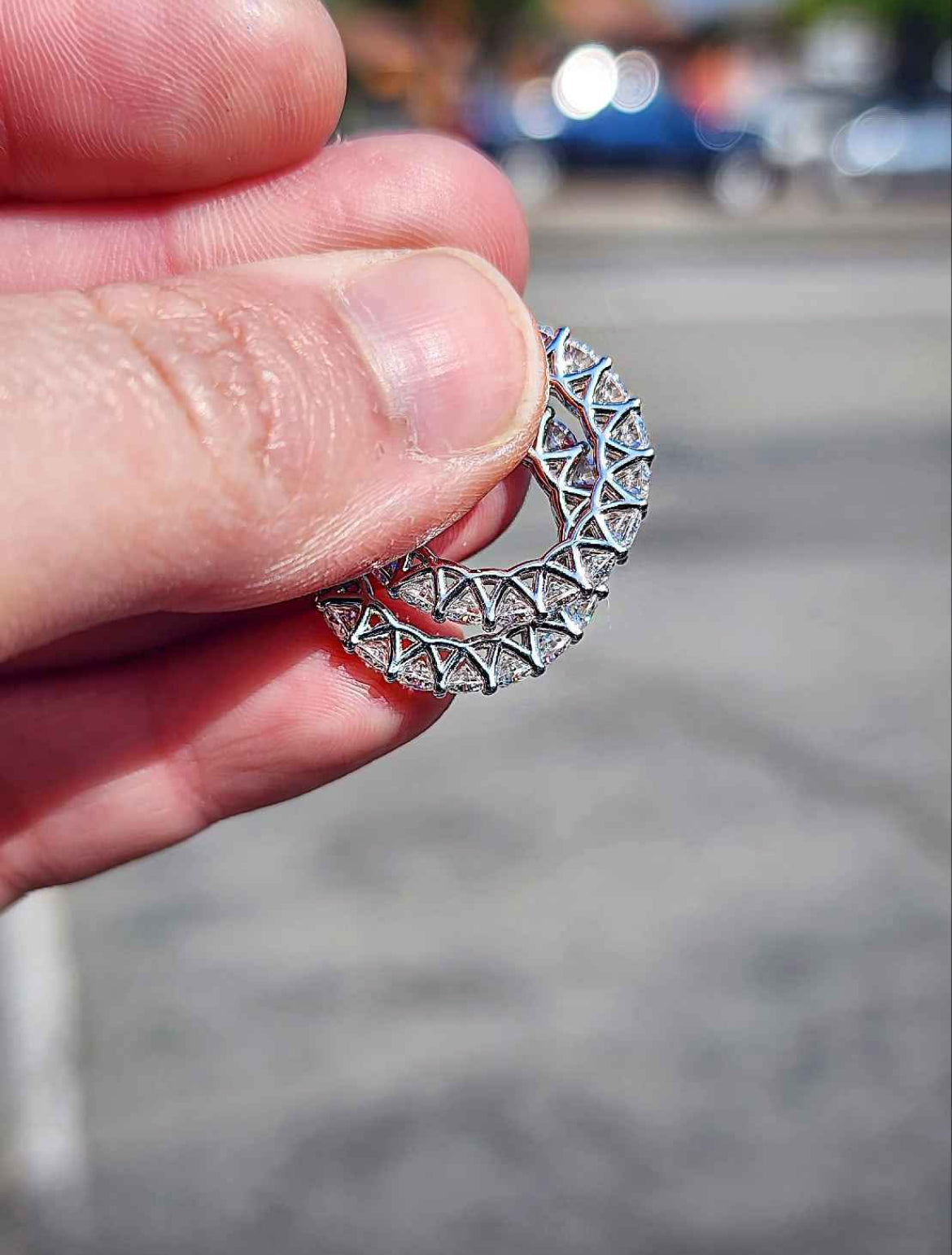 3 Carat Moissanite 18kt White Gold Plated Sterling Silver Hoop Earrings