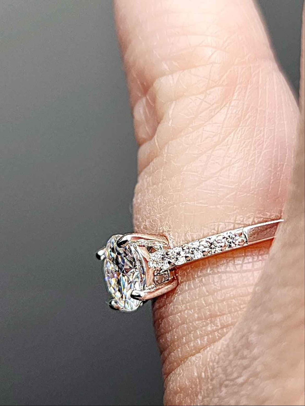 1.36 Carat Solitaire Moissanite 18kt White Gold Plated Sterling Silver Ring