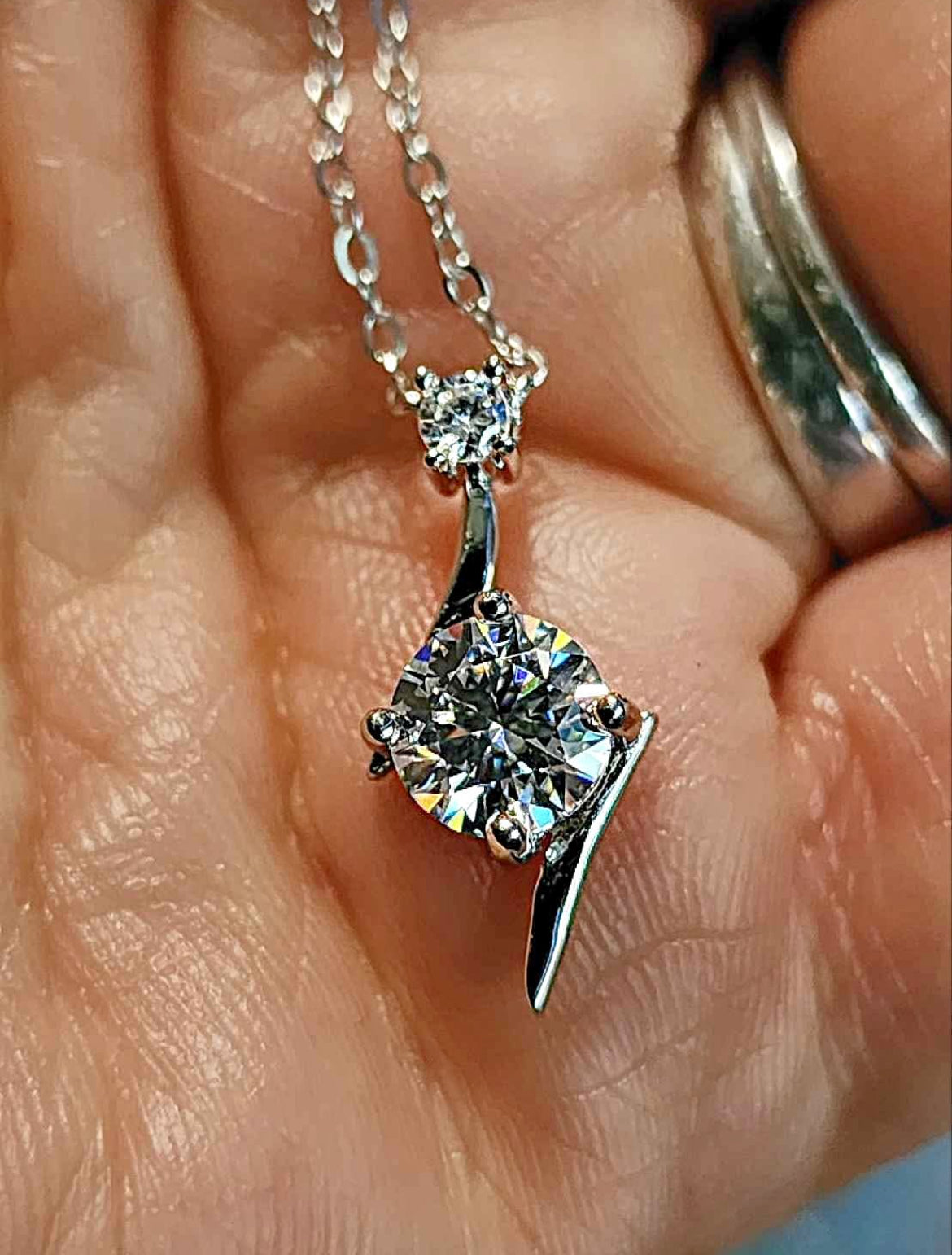1 Carat Moissanite 18kt Gold Plated Sterling Silver Necklace