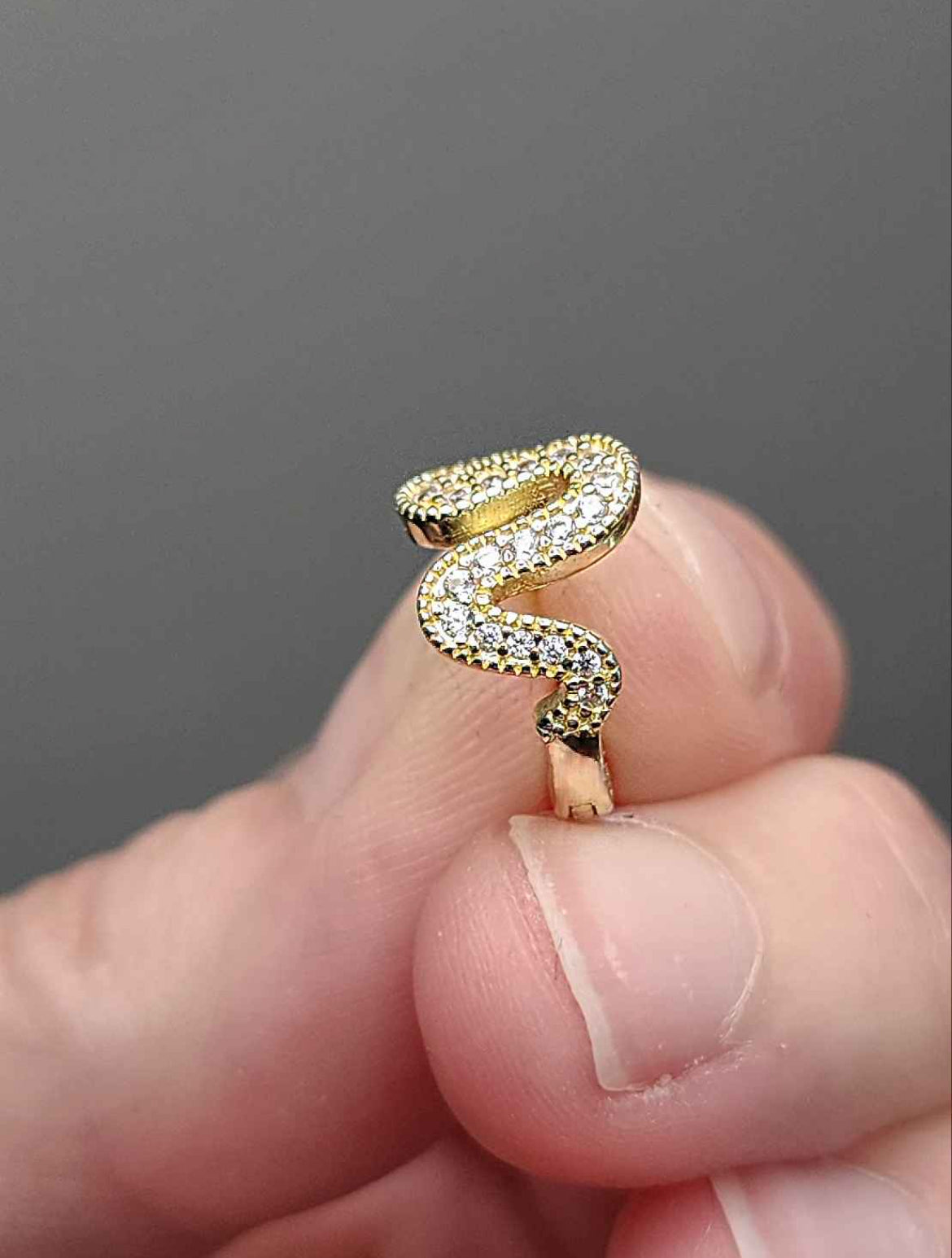 18kt Gold Plated Sterling Silver Cubic Zirconia Snake Hoop Earrings