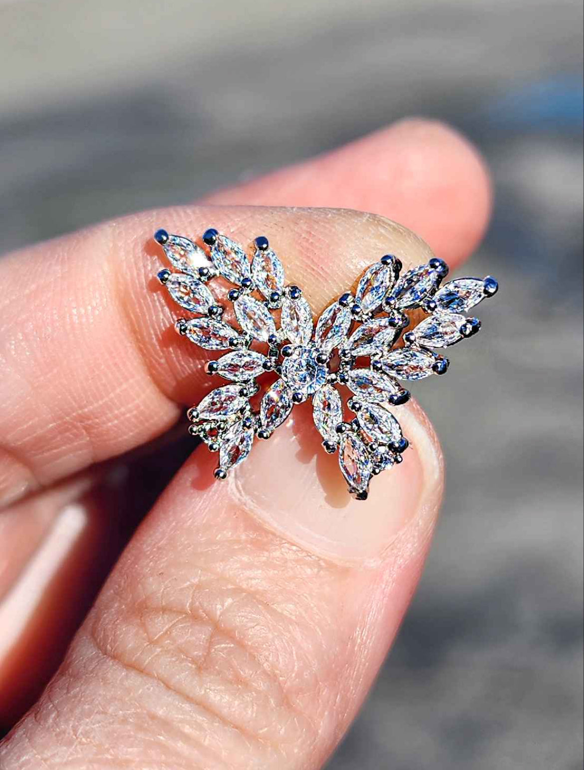 Butterfly Marquise Cut Cubic Zirconia Sterling Silver Stud Earrings
