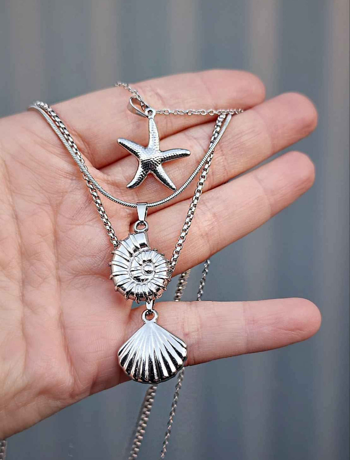 3 Ocean Themed Stainless Steel Necklaces