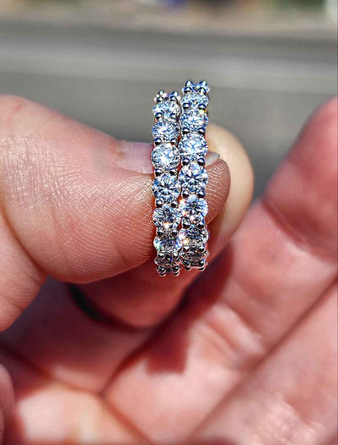 3 Carat Moissanite 18kt White Gold Plated Sterling Silver Hoop Earrings