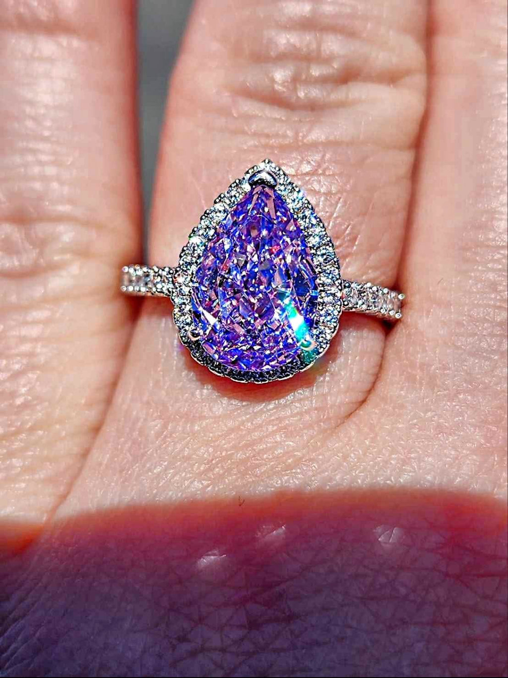 Purple Cubic Zirconia 18kt White Gold Plated Sterling Silver Ring