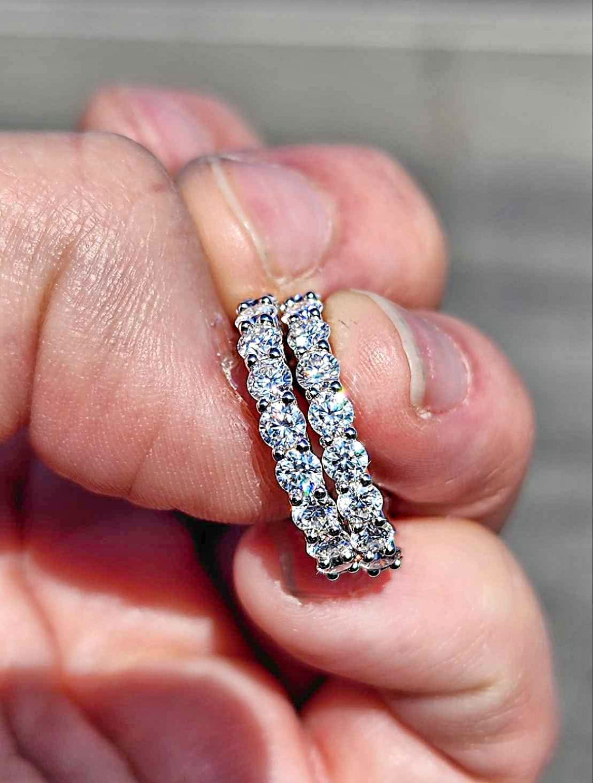 3 Carat Moissanite 18kt White Gold Plated Sterling Silver Hoop Earrings