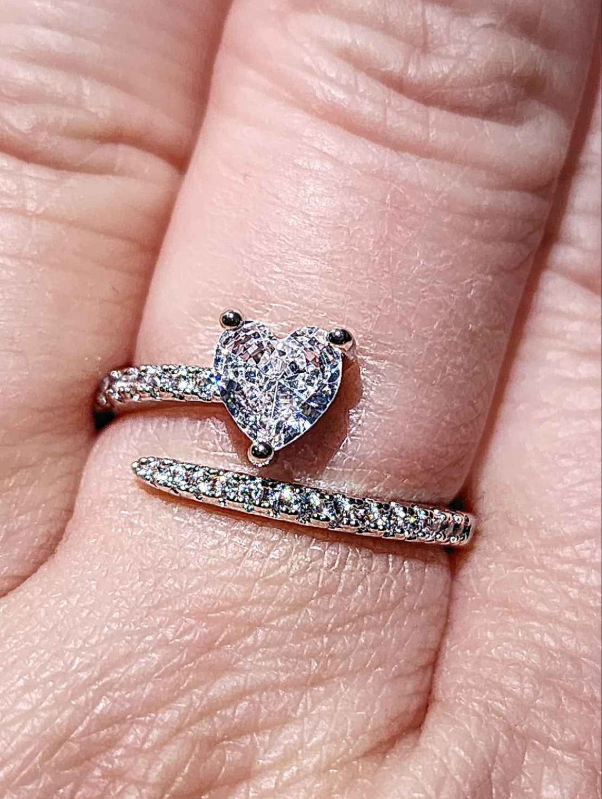 Clear Crystal and Cubic Zirconia Adjustable Stainless Steel Ring