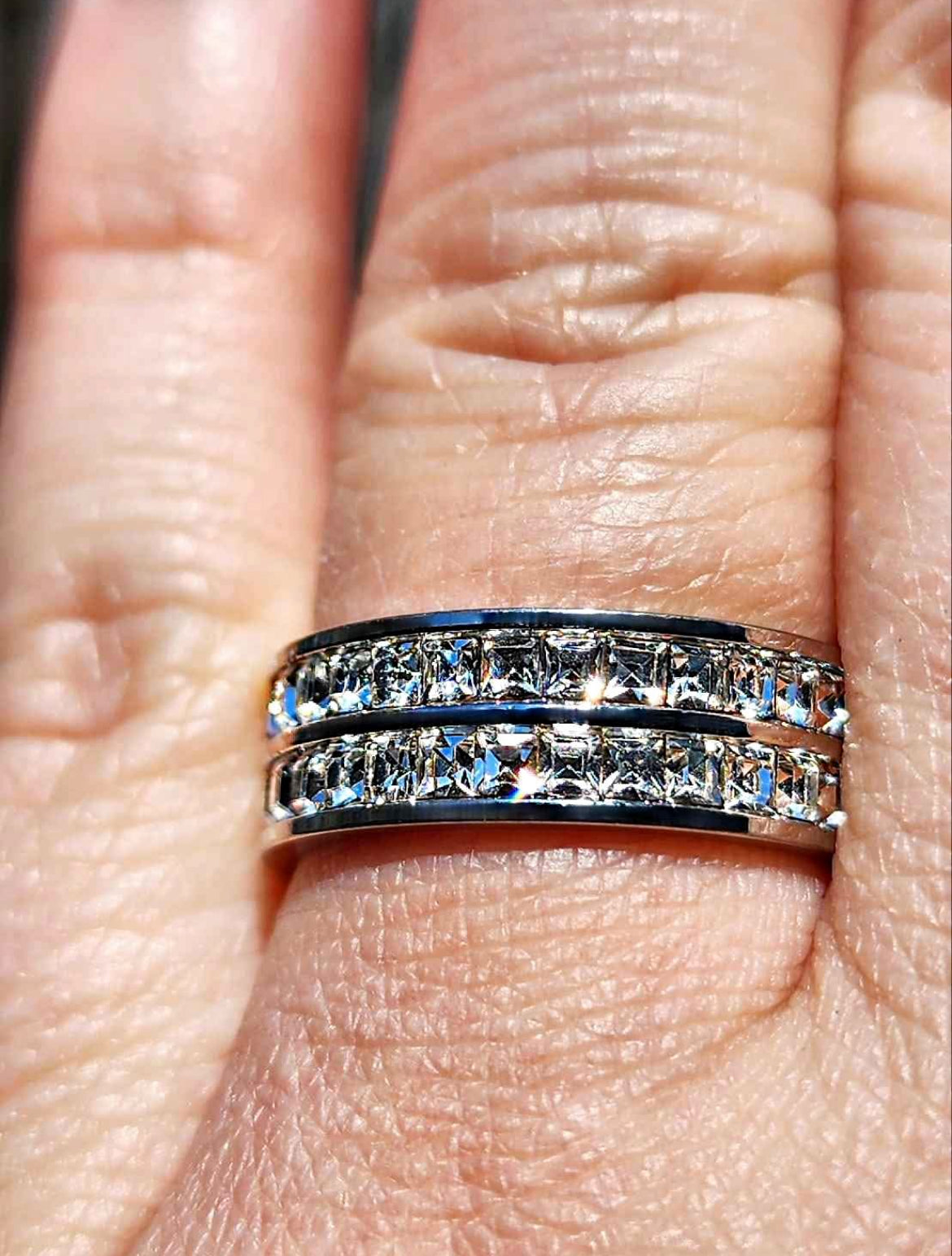 Cubic Zirconia Stainless Steel Band Ring