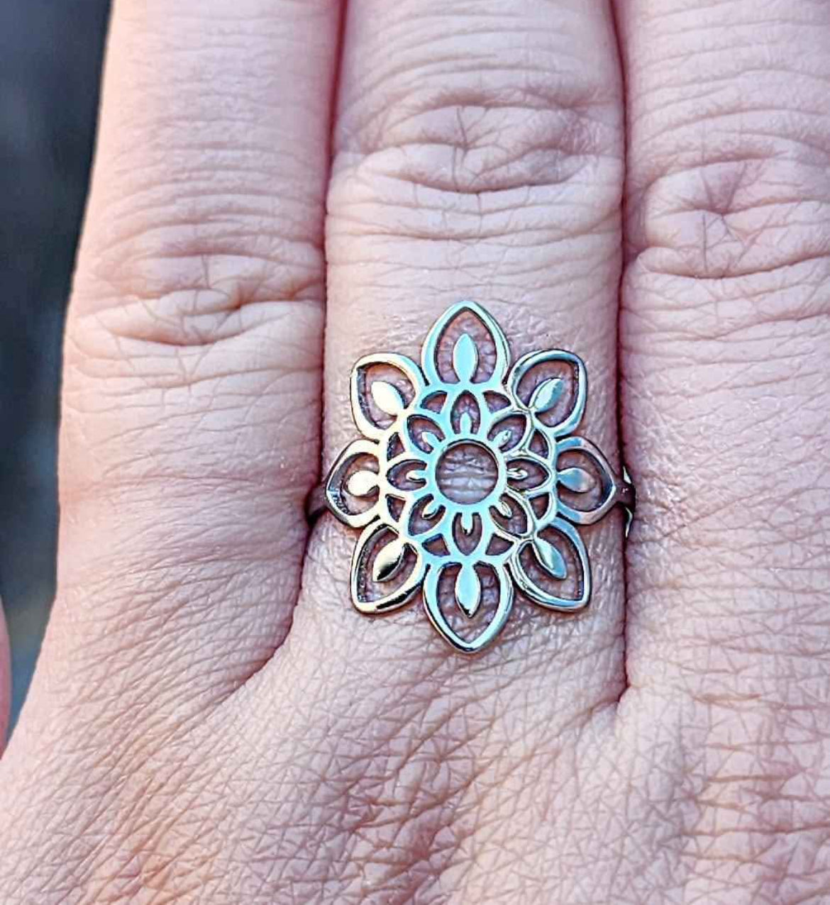 Stainless Steel Bohemian Style Flower Ring