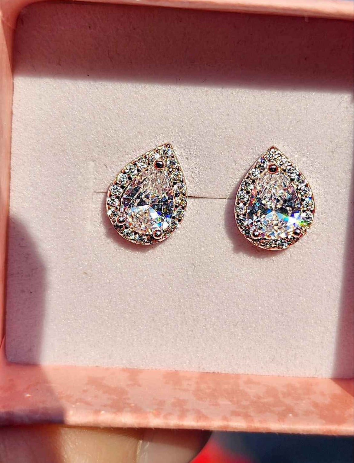 Crystal and Cubic Zirconia Teardrop Sterling Silver Earrings