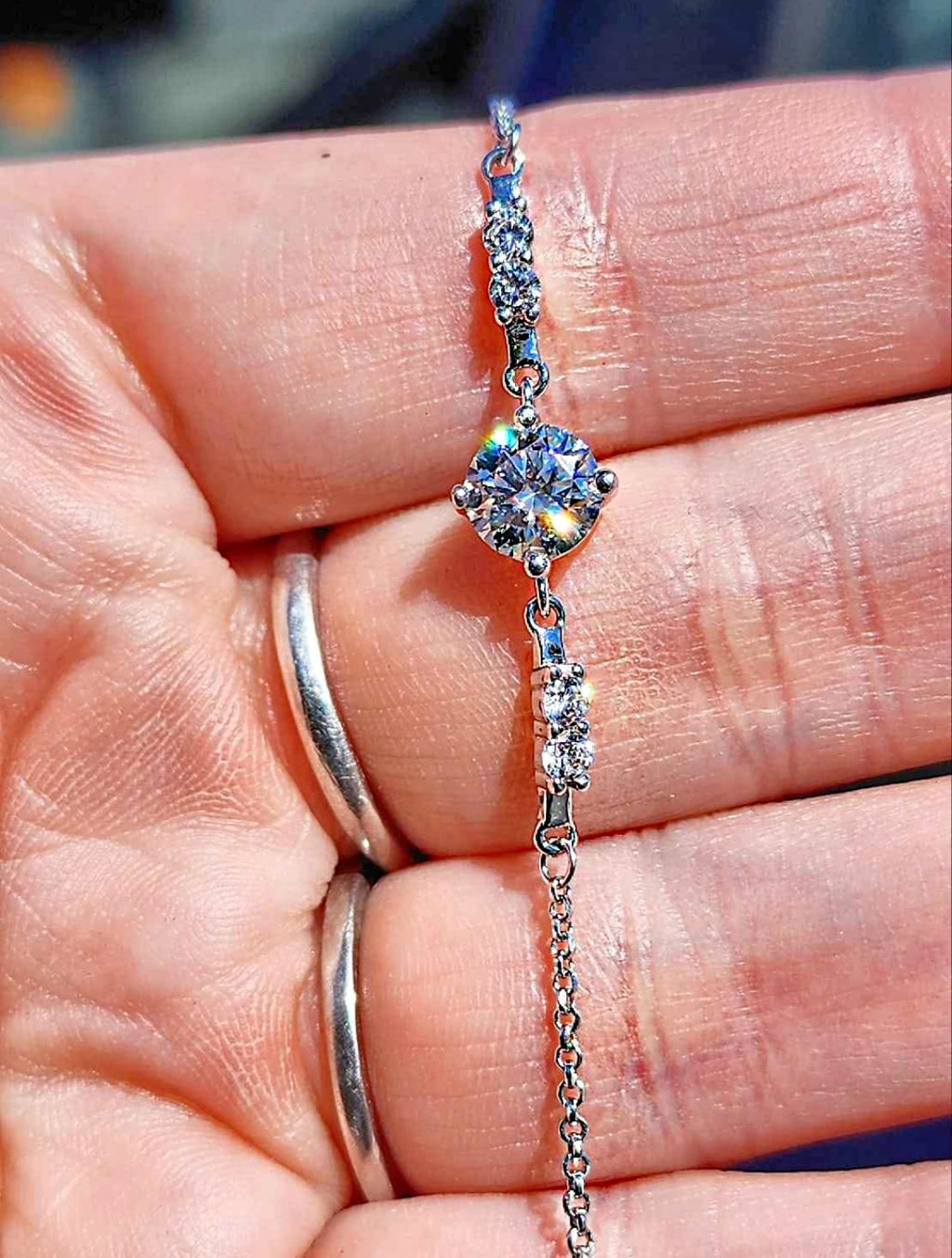 1 Carat Moissanite 18kt White Gold Plated Sterling Silver Bracelet