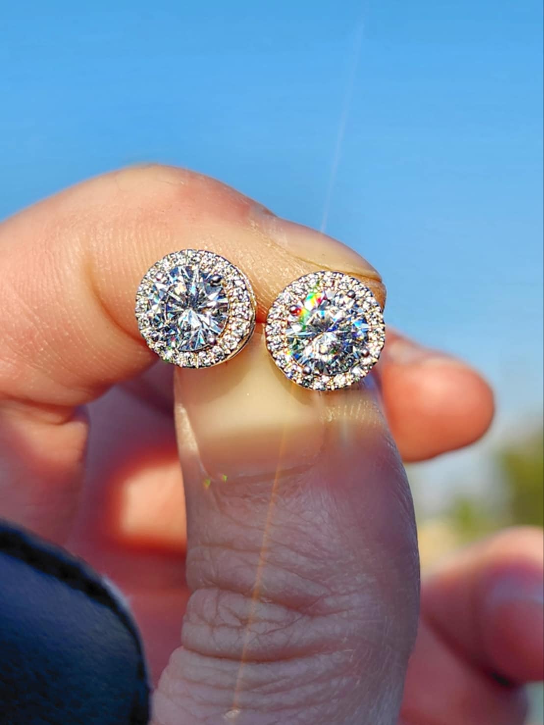 Platinum Plated Sterling Silver Cubic Zirconia Earrings.