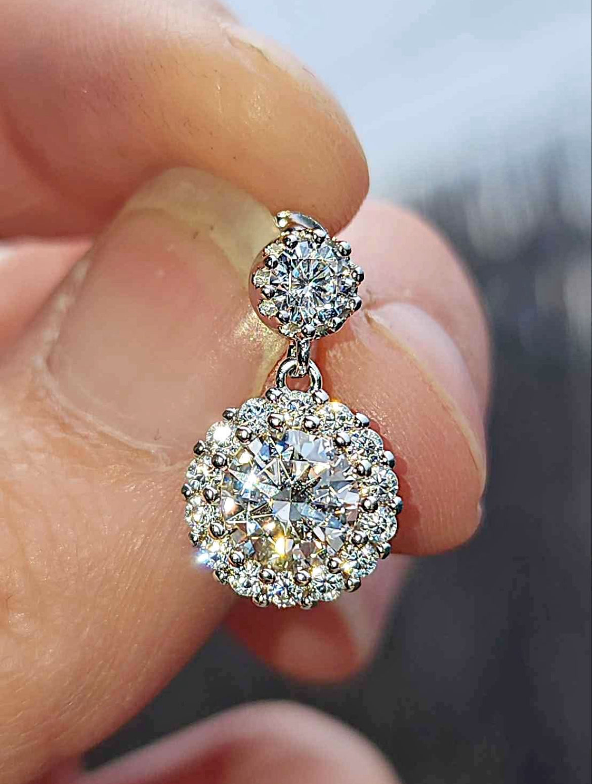 2 Carat Moissanite 18kt White Gold Plated Sterling Silver Earrings