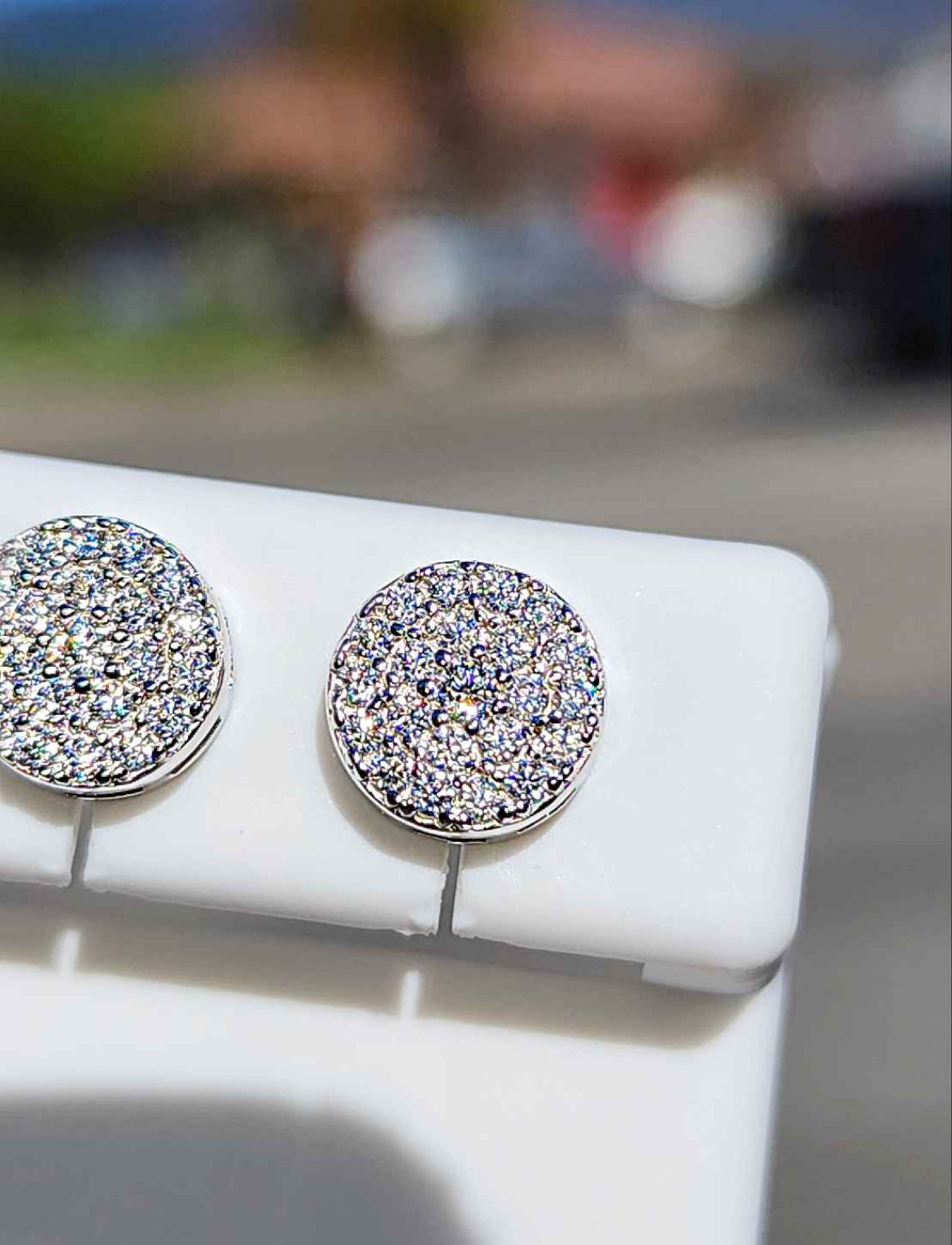 8mm Men's 1.2  Carat Moissanite 18kt White Gold Plated Sterling Silver Stud Earrings