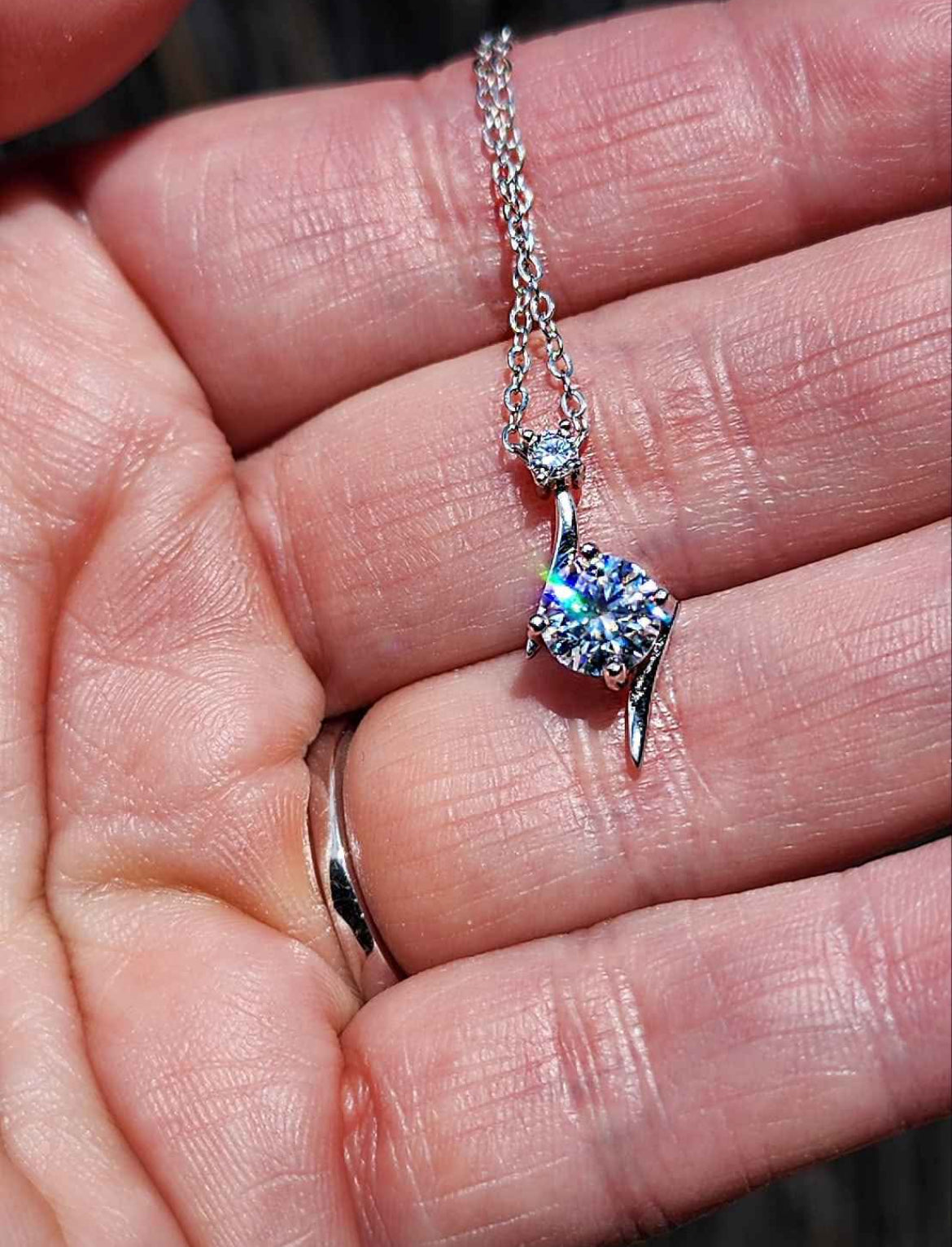 1 Carat Moissanite 18kt Gold Plated Sterling Silver Necklace