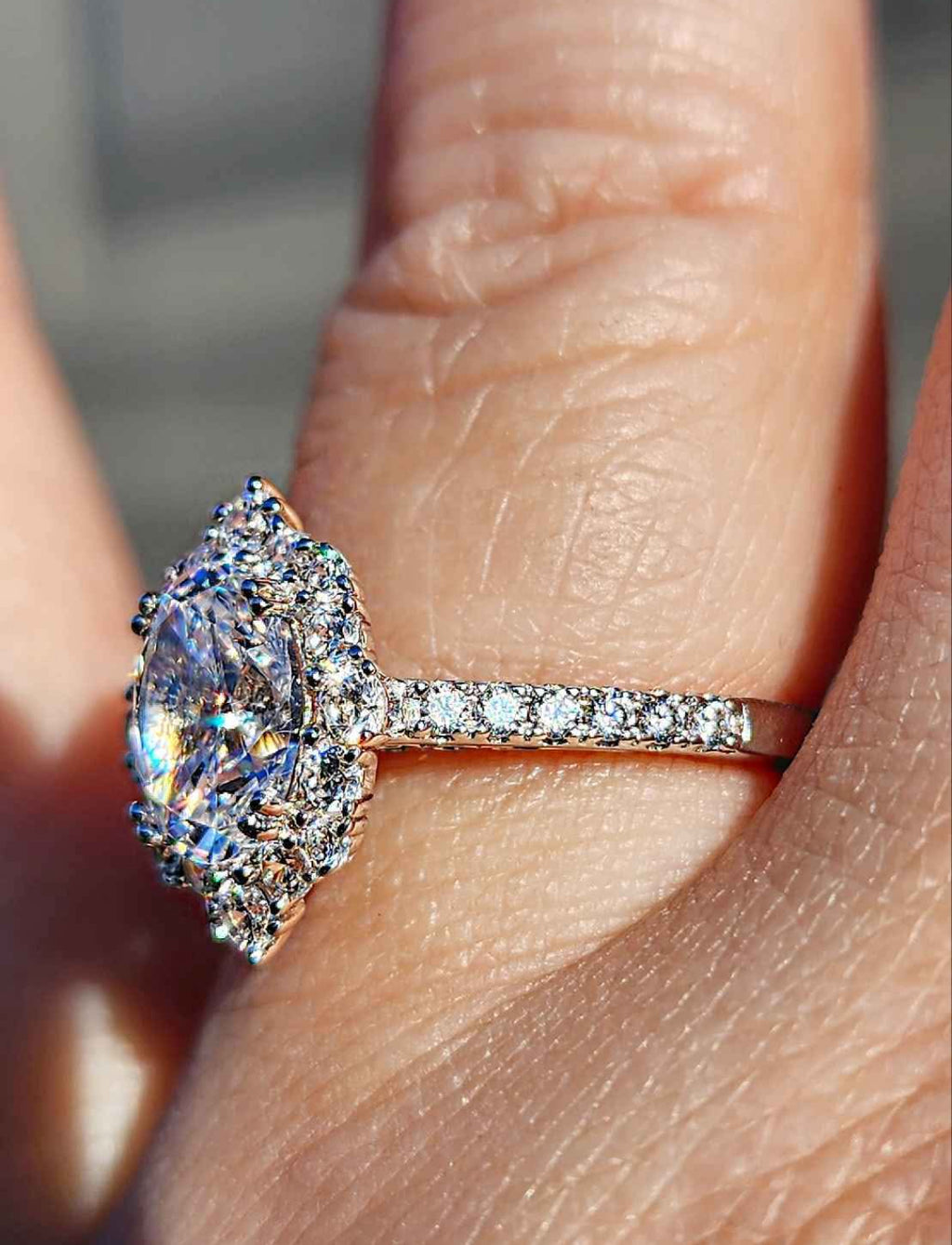 Victorian Style Cubic Zirconia Platinum Plated Sterling Silver Ring