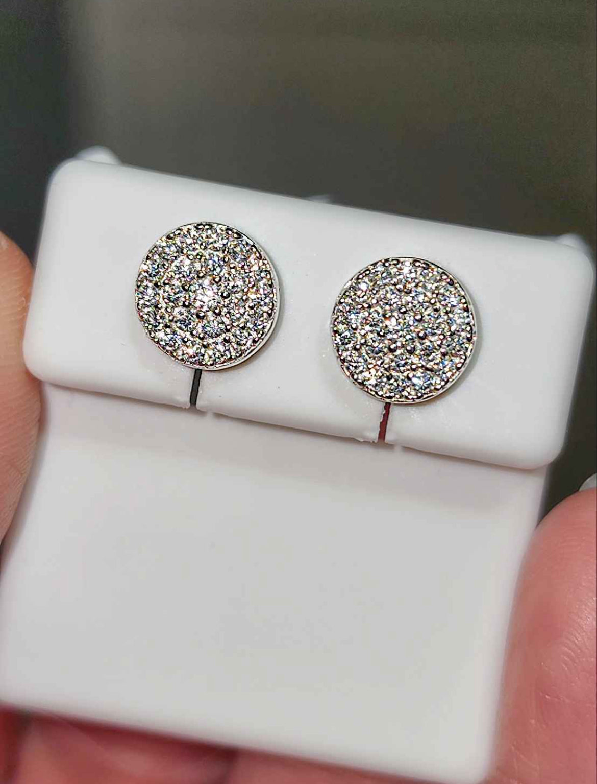 8mm Men's 1.2  Carat Moissanite 18kt White Gold Plated Sterling Silver Stud Earrings