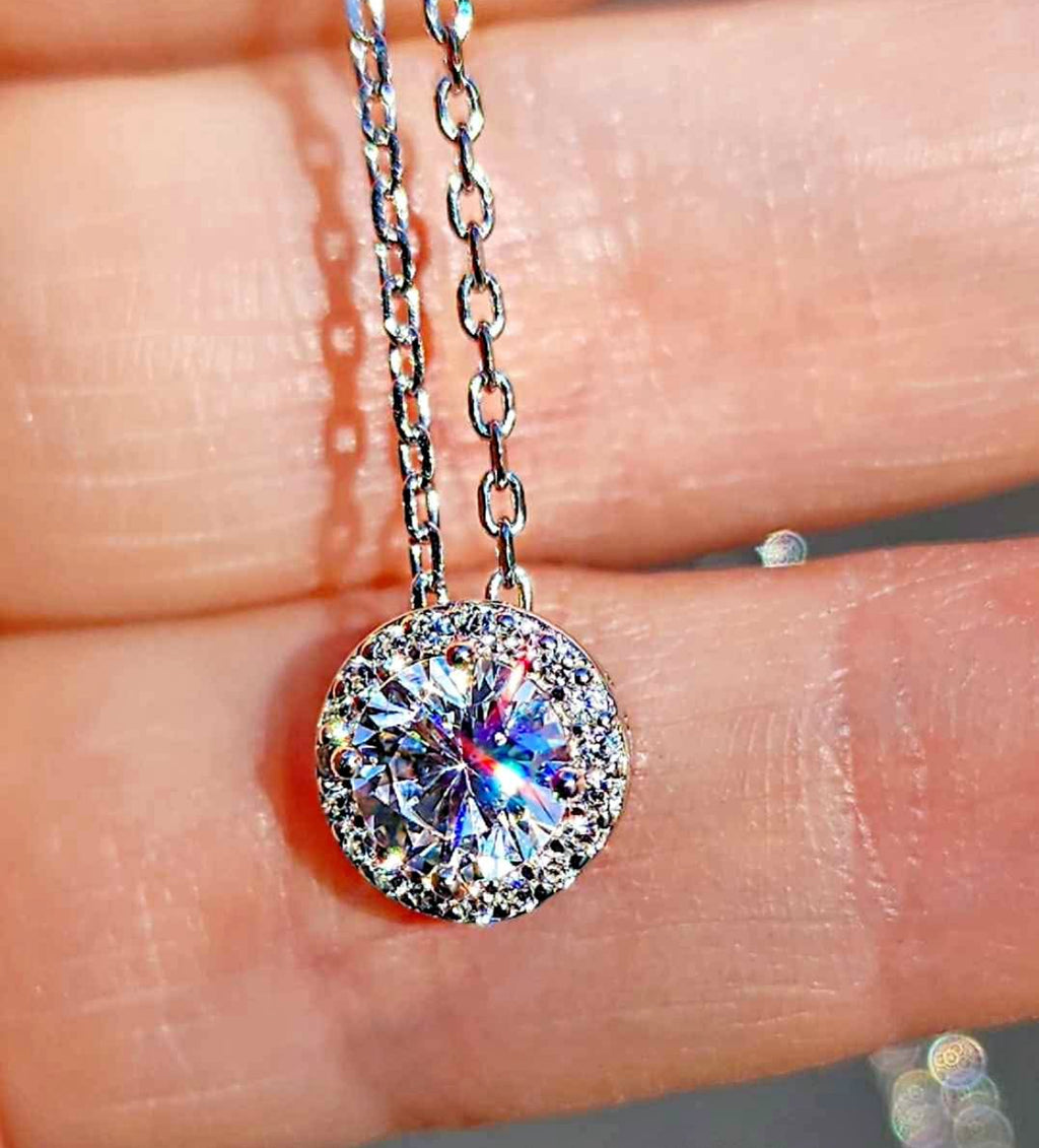 Clear Crystal and Cubic Zirconia 18kt Gold Plated Sterling Silver Necklace