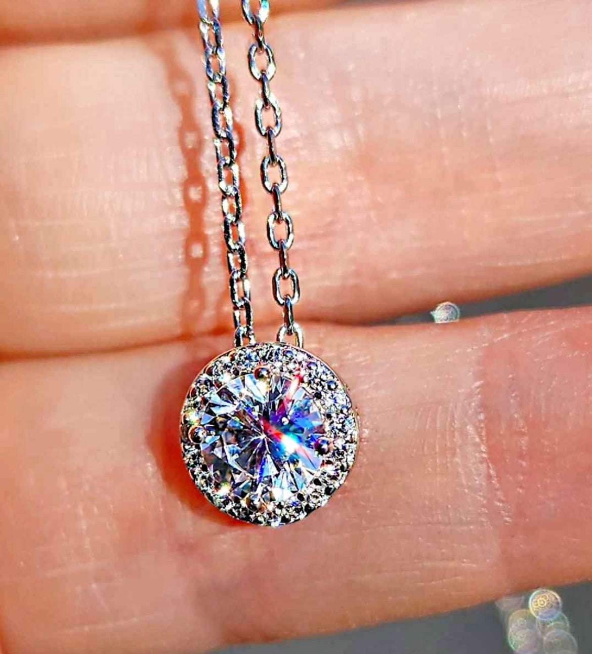 Clear Crystal and Cubic Zirconia 18kt Gold Plated Sterling Silver Necklace