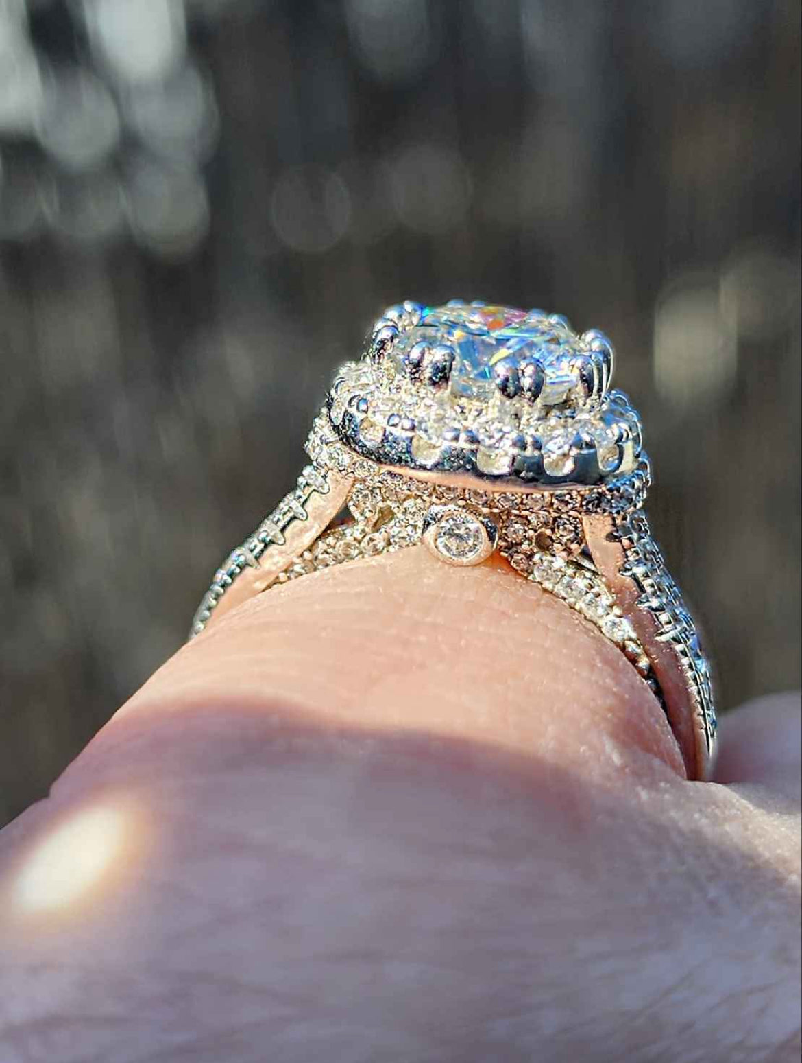 2 carat Moissanite 18kt Gold Plated Sterling Silver Ring